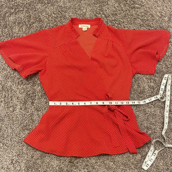 Monteau Red Polka Dot Blouse - Picture 9 of 10